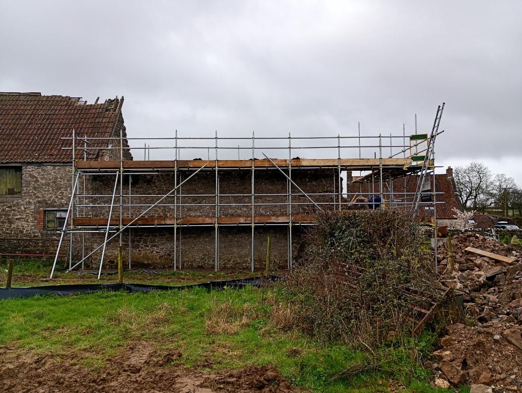 Barn renovation scaffolding